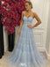 Elegant Blue Sweetheart A-Line Long Prom Dress Ideas, Evening Party Dresses , WGP1592