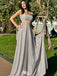 Shiny Silver Spaghetti Strap A-Line Long Prom Dress Ideas, Evening Party Dresses,WGP1615