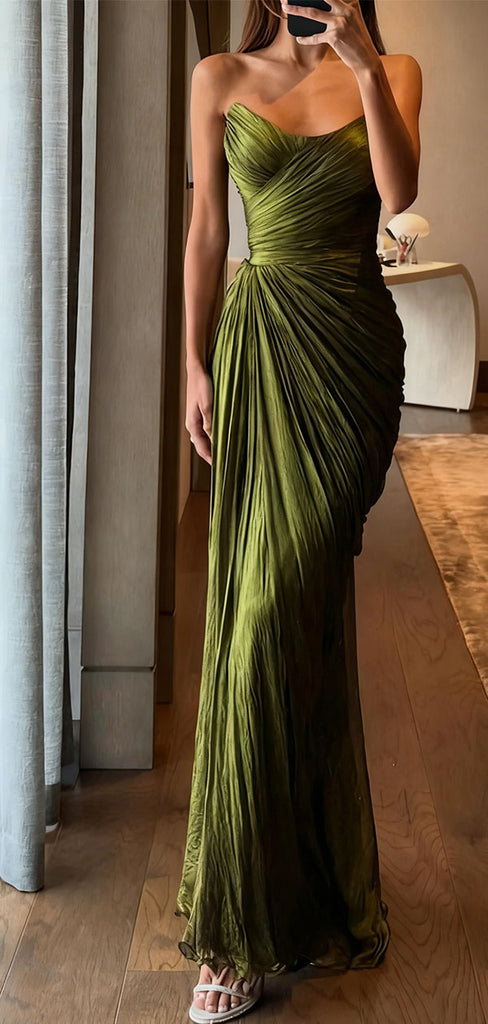Charming Green Sweetheart Mermaid Long Prom Dress Ideas, Evening Party Dresses,WGP1850