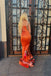 Sparkly Orange One-Shoulder Mermaid Long Prom Dress Ideas, Evening Party Dresses,WGP1808