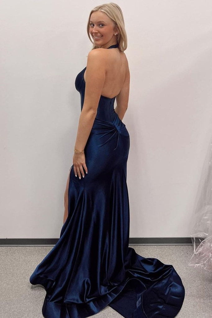 Elegant Green V-Neck Mermaid Side Slit Long Prom Dress Ideas, Evening Party Dresses, WGP1997