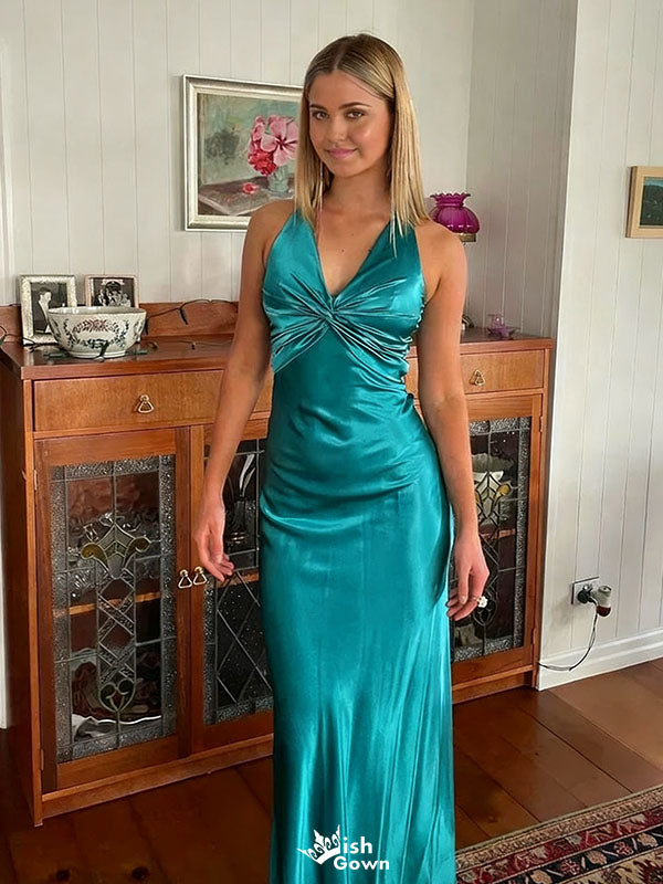 Elegant Teal V-Neck Mermaid Long Prom Dress Ideas, Evening Party Dresses,WGP1633