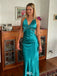 Elegant Teal V-Neck Mermaid Long Prom Dress Ideas, Evening Party Dresses,WGP1633