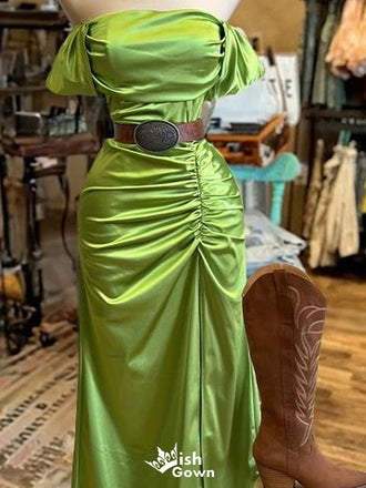 Elegant Off-shoulder Sheath Long Prom Dress Ideas, Evening Party Dresses,WGP1795