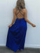 Elegant Blue Halter Strap V-Neck A-Line Side Slit&nbsp;Party Prom Dresses,Evening Dress Online, WGP822