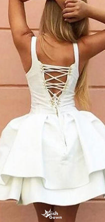 Elegant Spaghetii Strap A-line Short Mini Homecoming Dress,EPT651