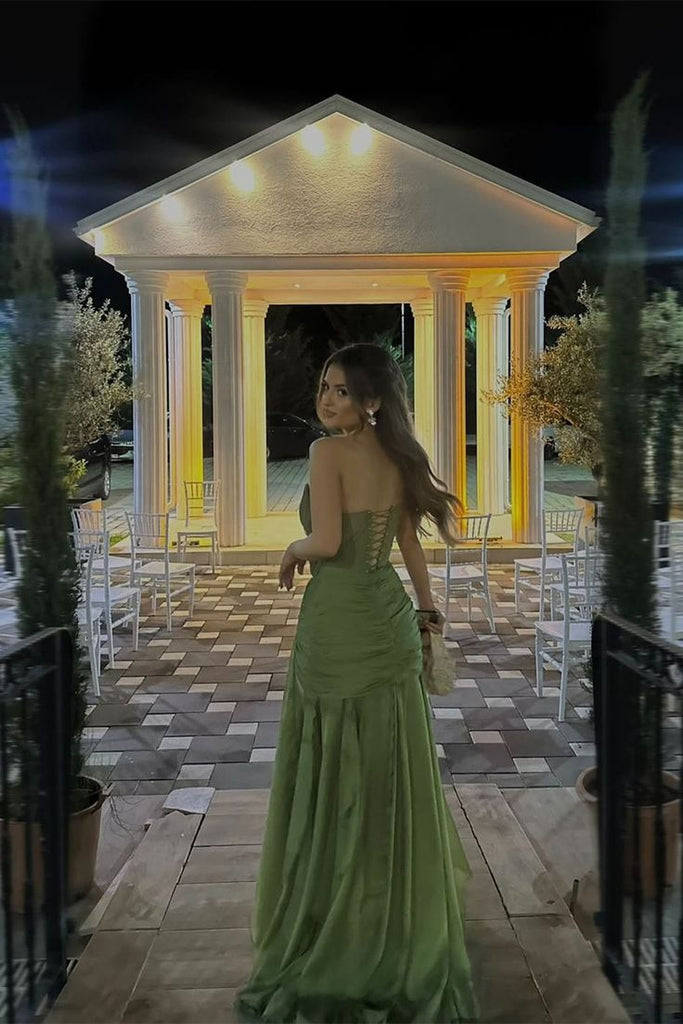 Unique Green Sweetheart Mermaid Long Prom Dress Ideas, Evening Party Dresses,WGP1851