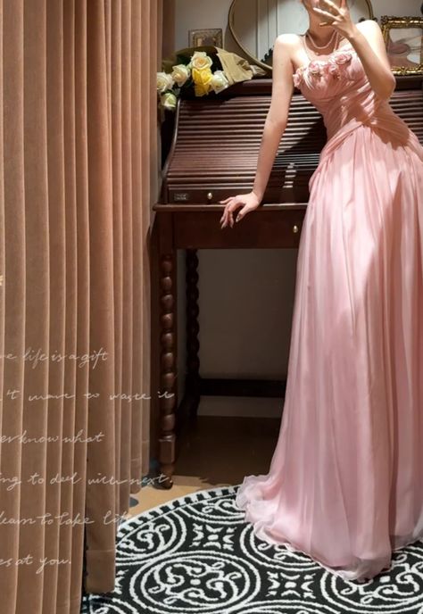 Floral Pink Sweetheart A-Line Long Prom Dress Ideas, Evening Party Dresses,WGP1961