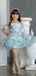 Cute Blue Sweetheart Short A-Line Flower Girl Dress , FG023