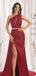 Elegant Red One Shoulder Mermaid Side Slit Long Prom Dress Ideas, Evening Party Dresses , WGP1867