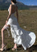 Elegant White V-Neck Mermaid Side Slit Floral Long Prom Dress Ideas, Evening Party Dresses,WGP1703