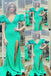 Stunning Green Mermaid Bubble Sleeves V Neck Mermaid Long Party Dress Prom Dresses,Evening Dress Online, WGP920