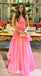 Gorgeous Pink Strapless A-line Long Party Dress Prom Dresses,WGP1005