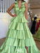 Gorgeous Halter V-neck Backless A-line Long Prom Dress Ideas, Evening Party Dresses,WGP1325