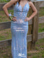Elegant Spaghetti Strap V-neck Mermaid Long Prom Dress Ideas, Evening Party Dresses,WGP1364