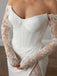 Elegant White Long Sleeve Lace Mermaid Long Wedding Dresses With Sweep Trailing ,WDH166