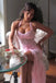 Classy Pink Lace Mermaid Prom Dress with Sexy High Slit and Halter Neck Sheer Bodice,WGP2104