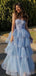 Elegant Blue Sweetheart A-Line Long Prom Dress Ideas, Evening Party Dresses , WGP1586