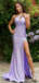Elegant Purple One-Shoulder Mermaid Side Slit Long Prom Dress Ideas, Evening Party Dresses,WGP1617