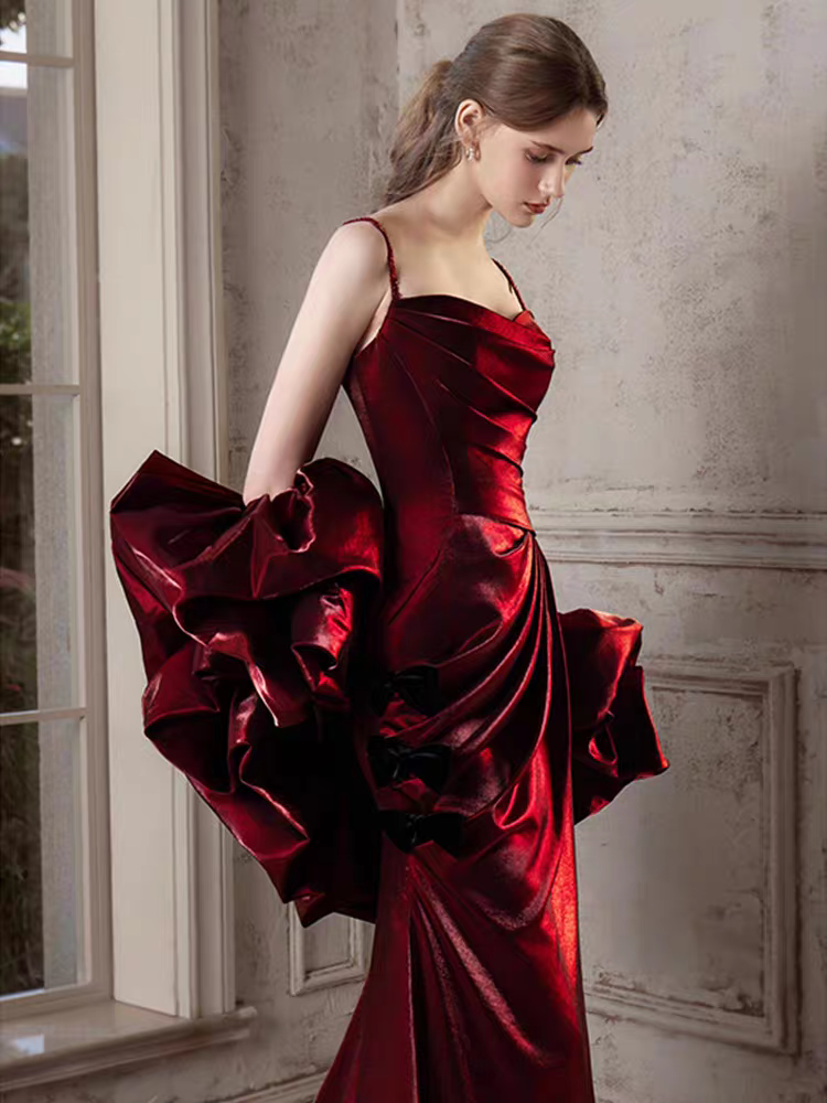 Charming Red Spaghetti Strap A-Line Long Prom Dress Ideas, Evening Party Dresses,WGP1728