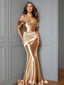 Sexy Gold Spaghetti Strap Sleeveless Mermaid Long Prom Dress Ideas, Evening Party Dresses,WGP1881