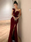Elegant Red One-Shoulder Sleeveless Mermaid Side Slit Long Prom Dress Ideas, Evening Party Dresses , WGP1569