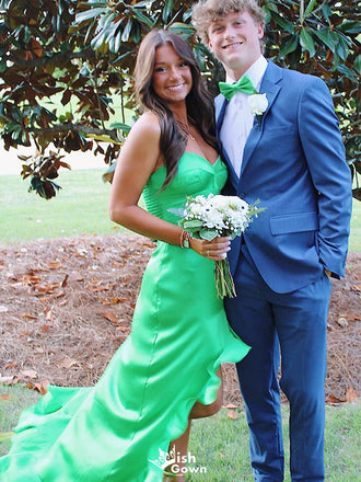 Elegant Green Sweetheart High Low Mermaid Long Prom Dress Ideas, Evening Party Dresses,WGP1677