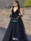 Formal Deep V-neck A-line Long Prom Dress Ideas, Evening Party Dresses,WGP1384