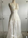 Elegant White A-Line V-Neck Halter Popular Long Evening Dresses, Formal Dresses, Birthday Party, WGP609
