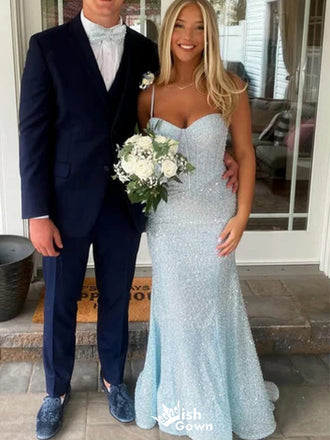 Elegant Spaghetti Strap Sweetheart Mermaid Long Prom Dress Ideas, Evening Party Dresses,WGP1128