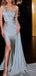 Elegant Blue One-Shoulder Mermaid Side Slit Long Prom Dress Ideas, Evening Party Dresses,WGP1610