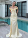 Elegant Yellow Floral Off-Shoulder Mermaid Long Prom Dress Ideas, Evening Party Dresses ,WGP1605