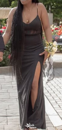 Formal Spaghetti Strap V-neck Mermaid Long Prom Dress Ideas, Evening Party Dresses,WGP1485