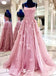 3D Flower A-line Spaghetti Straps Lace up Back Straight Neck Long Party Dress Prom Dresses,Evening Dress Online, WGP886