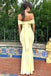 Stylish Yellow Mermaid Off the Shoulder Long Prom Dresses ,WGP1070