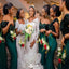 Elegant Green Mermaid Off-Shoulder Sleeveless Wedding Guest Bridesmaid Dresses,WGM364