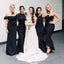 Elegant Black Mermaid Sleeveless Wedding Guest Bridesmaid Dresses,WGM365