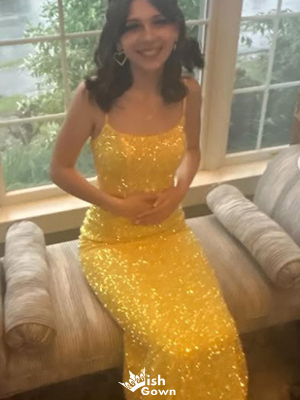 Elegant Spaghetti Strap Mermaid Long Prom Dress Ideas, Evening Party Dresses,WGP1520