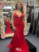 Sexy Red Spaghetti Strapless Mermaid Long Sleeve Popular Long Evening Dresses, Formal Dresses, Birthday Party, WGP663