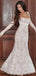 Elegant White Lace Long Sleeve Mermaid Long Prom Dress Ideas, Evening Party Dresses  , WGP1907