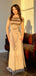 Unique Champagne Off-Shoulder Mermaid Long Prom Dress Ideas, Evening Party Dresses,WGP1817