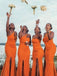 Elegant Orange One-Shoulder Sleeveless Mermaid Long Bridesmaid Dresses Online, WGM428