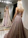 Shiny Pink Spaghetti Strap A-Line Long Prom Dress Ideas, Evening Party Dresses,WGP1644