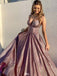 Shiny Pink Spaghetti Strap A-Line Long Prom Dress Ideas, Evening Party Dresses,WGP1644