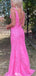 Sexy V-neck Halter Lace Mermaid Long Prom Dress Ideas, Evening Party Dresses,WGP1143