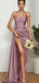 Elegant Purple Sweetheart Sleeveless Mermaid Side Slit Long Prom Dress Ideas, Evening Party Dresses , WGP1890