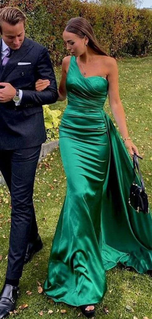 Elegant One-Shoulder Mermaid Long Prom Dress Ideas, Evening Party Dresses,WGP1620