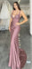Elegant Pink Spaghetti Strap Mermaid Long Prom Dress Ideas, Evening Party Dresses ,  WGP1590