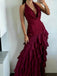 Sexy Red V-Neck Mermaid Long Prom Dress Ideas, Evening Party Dresses,WGP1770