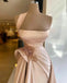 Elegant Pink One-Shoulder A-Line Long Prom Dress Ideas, Evening Party Dresses,WGP1611